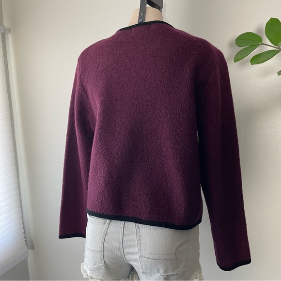 Vintage 100% Wool Principles Round Neck Blazer Jacket Purple Plum Button Down - Picture 3 of 8